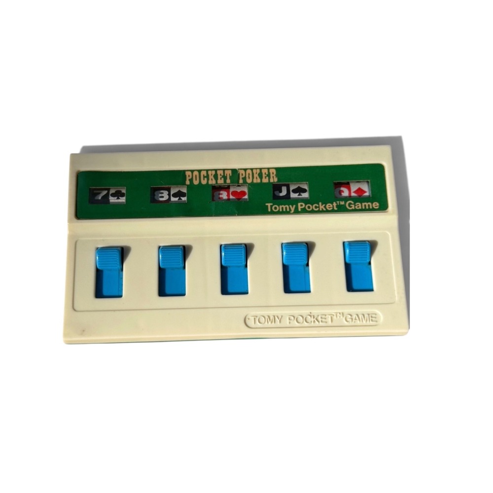 Tomy Pocket Poker Game Vintage 1976 Mechanical Plastic Cream Green